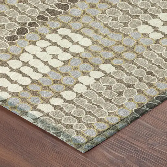 Brown And Beige Geometric Washable Indoor Outdoor Area Rug Photo 3
