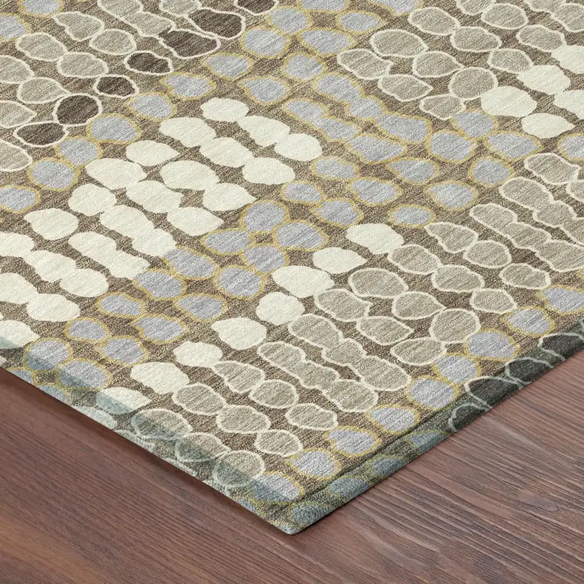 Brown And Beige Geometric Washable Indoor Outdoor Area Rug Photo 3