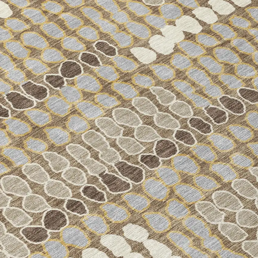 Brown And Beige Geometric Washable Indoor Outdoor Area Rug Photo 4