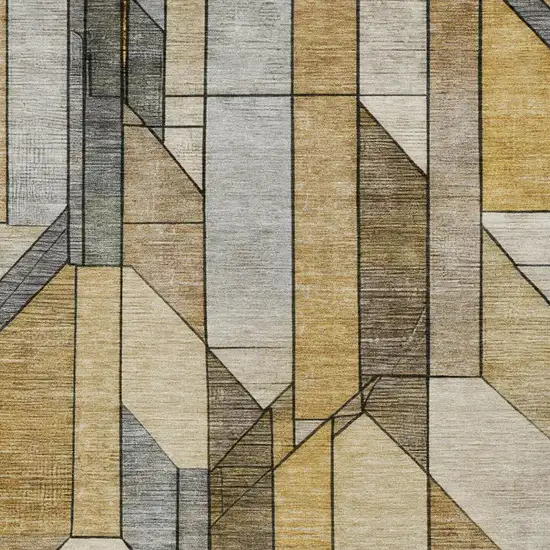 Brown And Beige Geometric Washable Indoor Outdoor Area Rug Photo 8