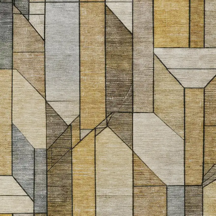 Brown And Beige Geometric Washable Indoor Outdoor Area Rug Photo 9