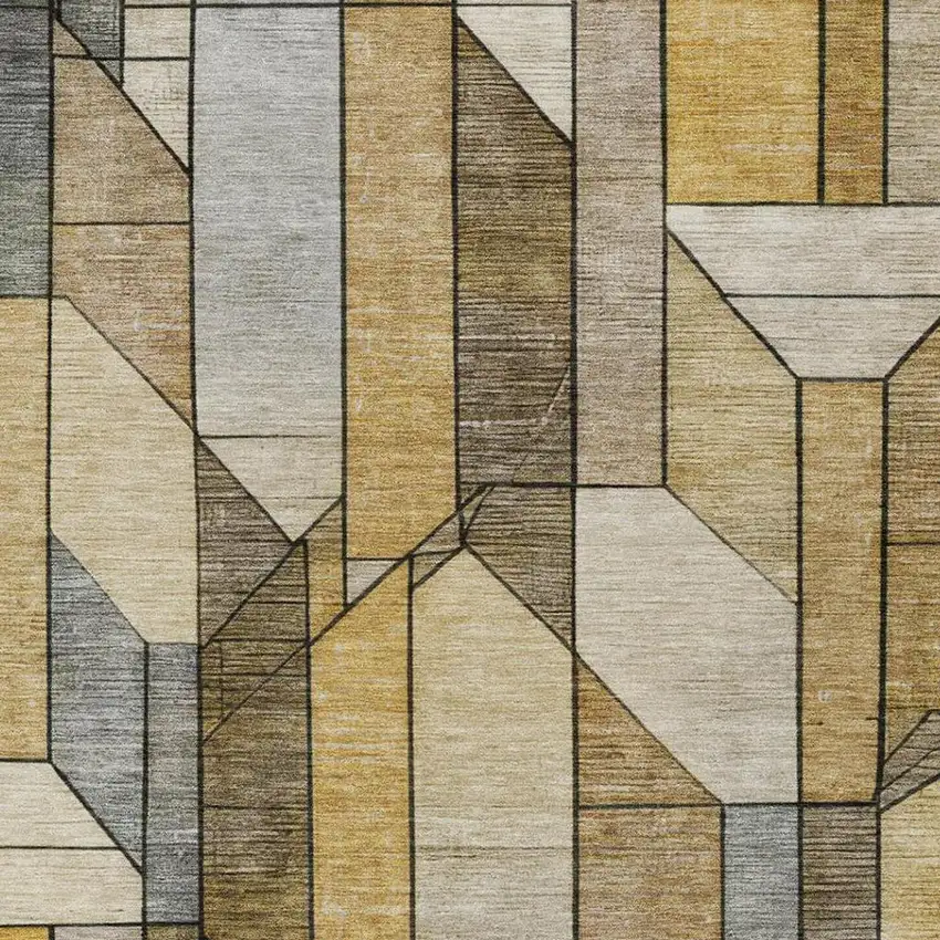 Brown And Beige Geometric Washable Indoor Outdoor Area Rug Photo 2