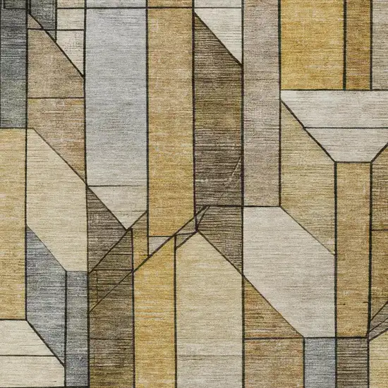 Brown And Beige Geometric Washable Indoor Outdoor Area Rug Photo 4