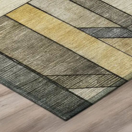 Brown And Beige Geometric Washable Indoor Outdoor Area Rug Photo 7