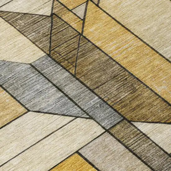 Brown And Beige Geometric Washable Indoor Outdoor Area Rug Photo 5
