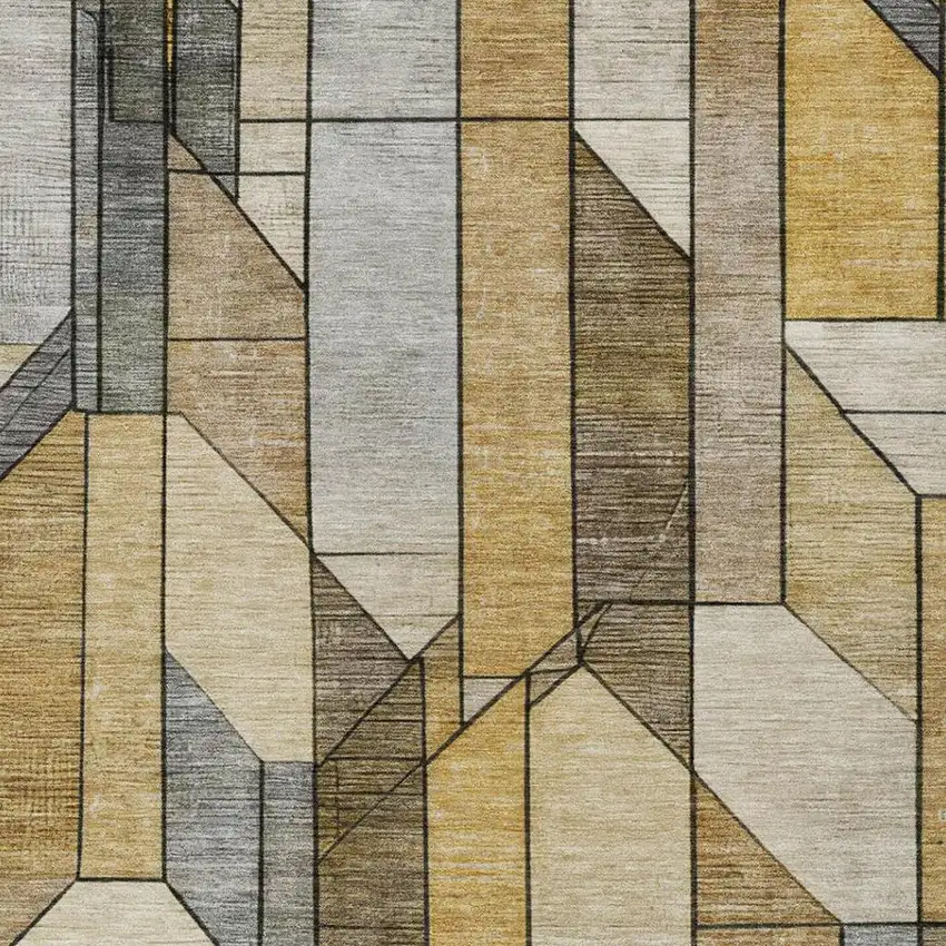 Brown And Beige Geometric Washable Indoor Outdoor Area Rug Photo 6
