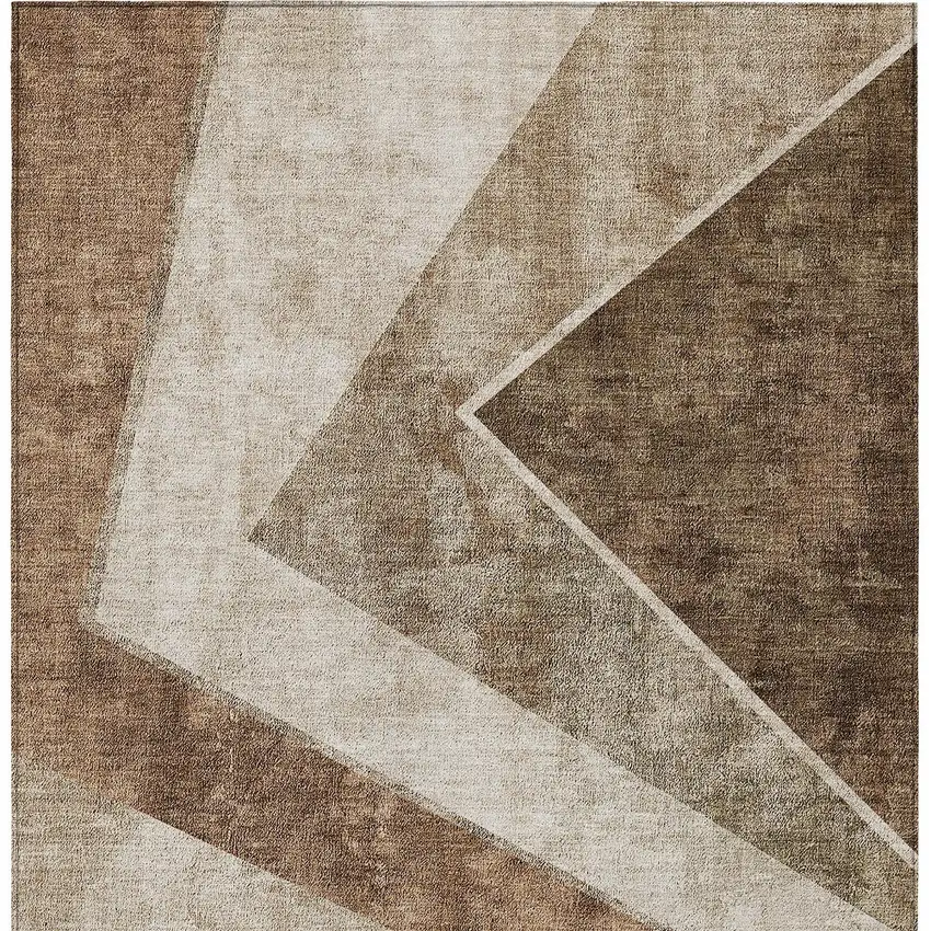 Brown And Beige Geometric Washable Indoor Outdoor Area Rug Photo 8