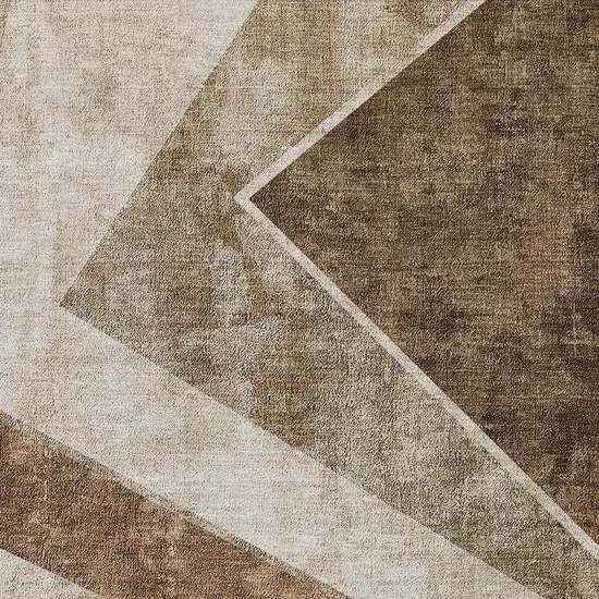 Brown And Beige Geometric Washable Indoor Outdoor Area Rug Photo 6