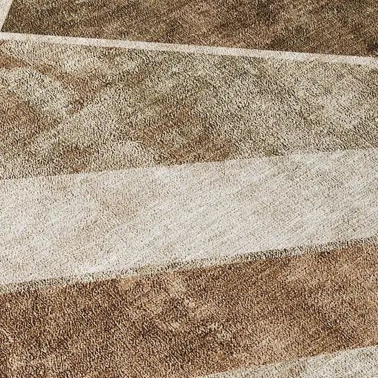 Brown And Beige Geometric Washable Indoor Outdoor Area Rug Photo 7