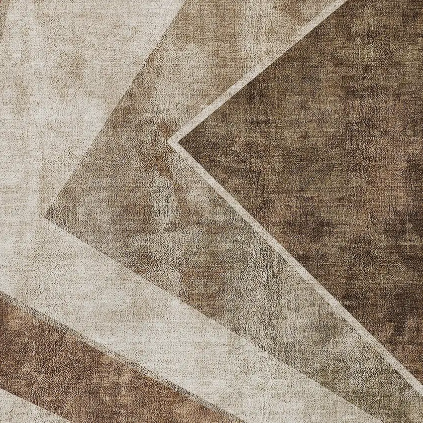 Brown And Beige Geometric Washable Indoor Outdoor Area Rug Photo 6