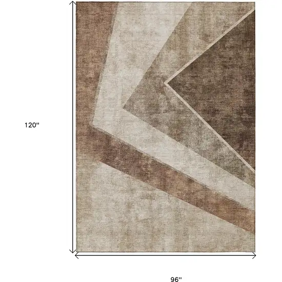 Brown And Beige Geometric Washable Indoor Outdoor Area Rug Photo 3