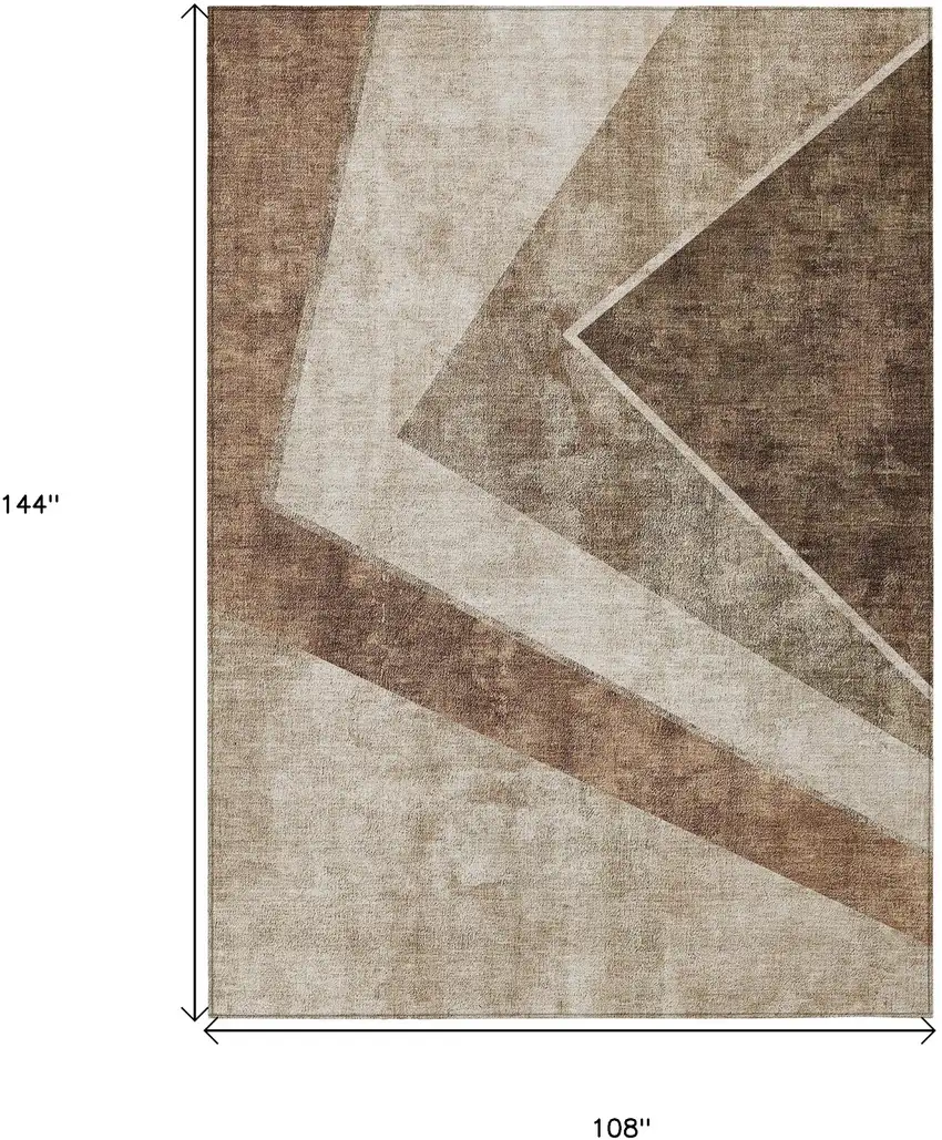 Brown And Beige Geometric Washable Indoor Outdoor Area Rug Photo 3
