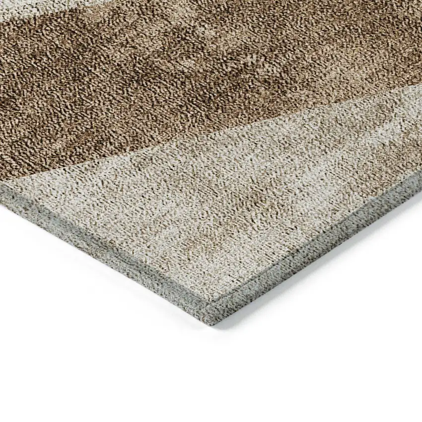 Brown And Beige Geometric Washable Indoor Outdoor Area Rug Photo 5