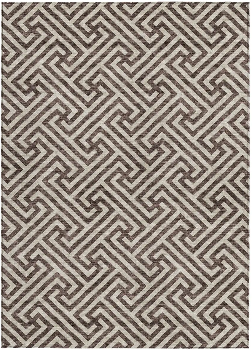 Brown And Beige Geometric Washable Indoor Outdoor Area Rug Photo 7