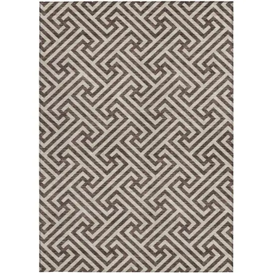 Brown And Beige Geometric Washable Indoor Outdoor Area Rug Photo 7