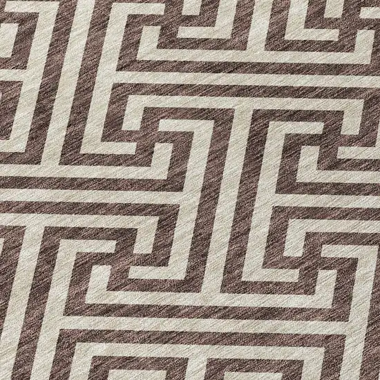Brown And Beige Geometric Washable Indoor Outdoor Area Rug Photo 5