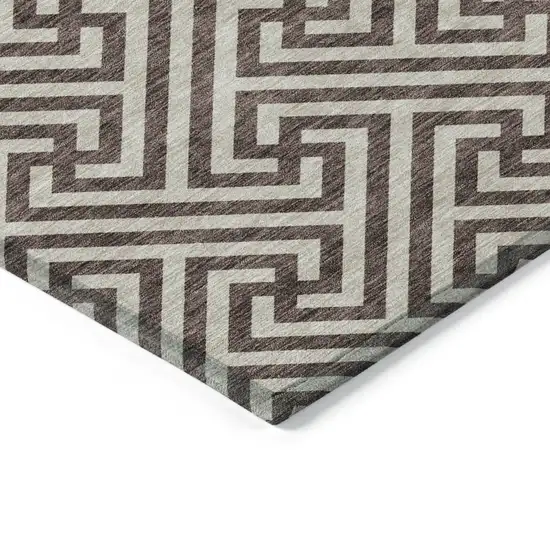 Brown And Beige Geometric Washable Indoor Outdoor Area Rug Photo 4