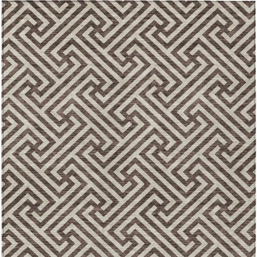 Brown And Beige Geometric Washable Indoor Outdoor Area Rug Photo 5