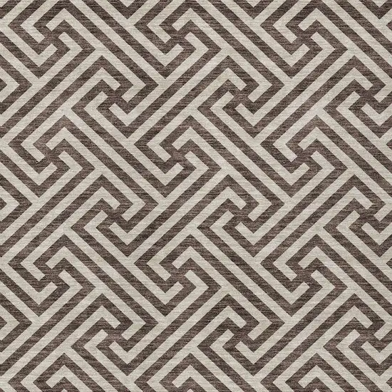 Brown And Beige Geometric Washable Indoor Outdoor Area Rug Photo 6