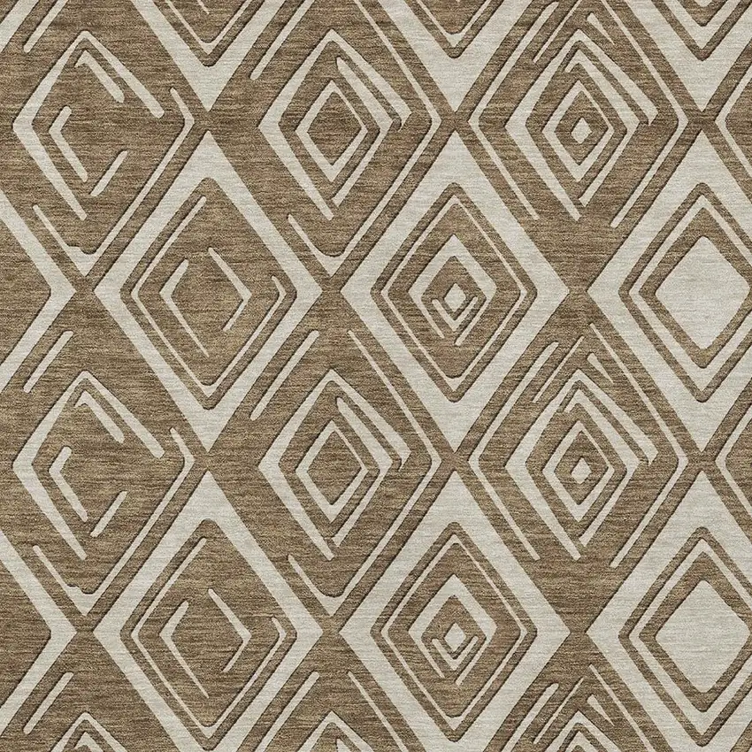 Brown And Beige Geometric Washable Indoor Outdoor Area Rug Photo 6