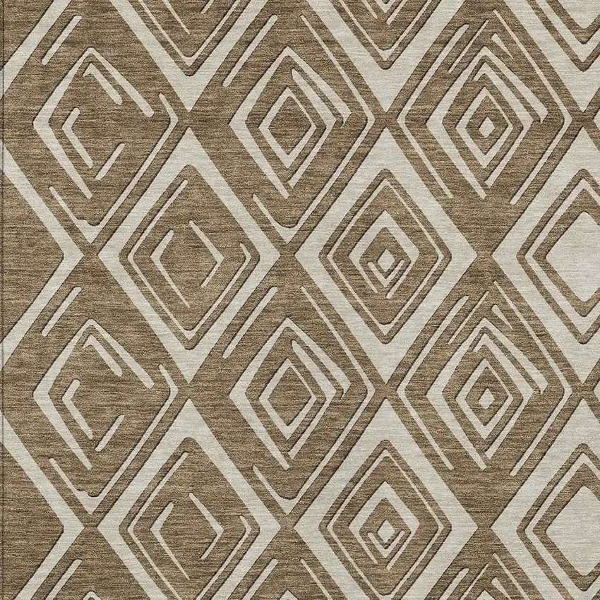 Brown And Beige Geometric Washable Indoor Outdoor Area Rug Photo 6
