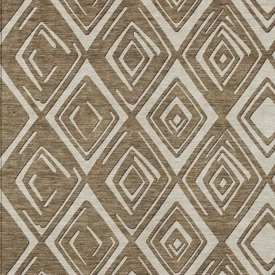 Brown And Beige Geometric Washable Indoor Outdoor Area Rug Photo 6
