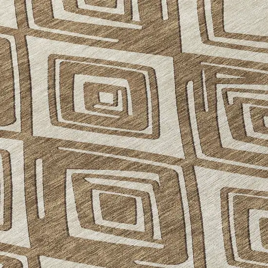 Brown And Beige Geometric Washable Indoor Outdoor Area Rug Photo 6