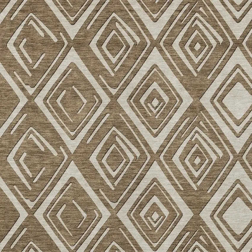 Brown And Beige Geometric Washable Indoor Outdoor Area Rug Photo 6