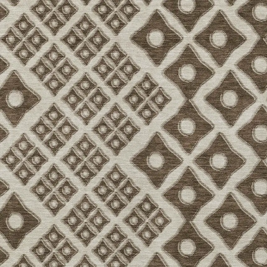 Brown And Beige Geometric Washable Indoor Outdoor Area Rug Photo 6