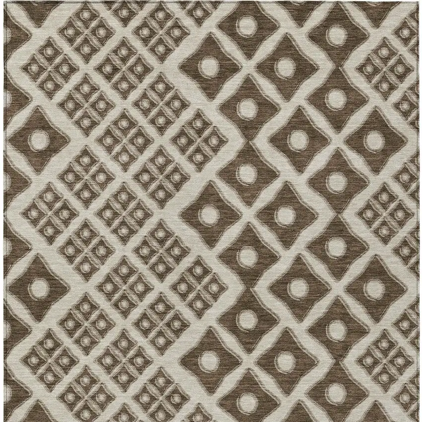 Brown And Beige Geometric Washable Indoor Outdoor Area Rug Photo 8