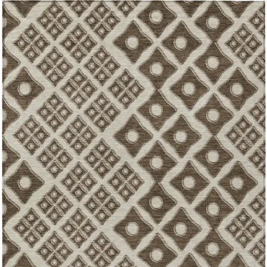 Brown And Beige Geometric Washable Indoor Outdoor Area Rug Photo 8