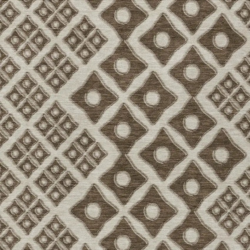 Brown And Beige Geometric Washable Indoor Outdoor Area Rug Photo 6