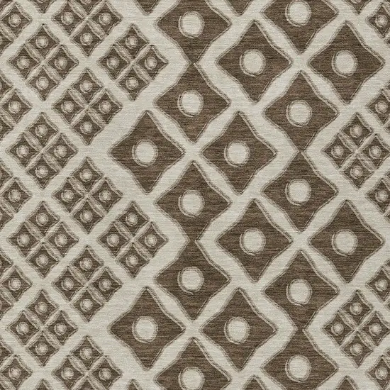 Brown And Beige Geometric Washable Indoor Outdoor Area Rug Photo 6