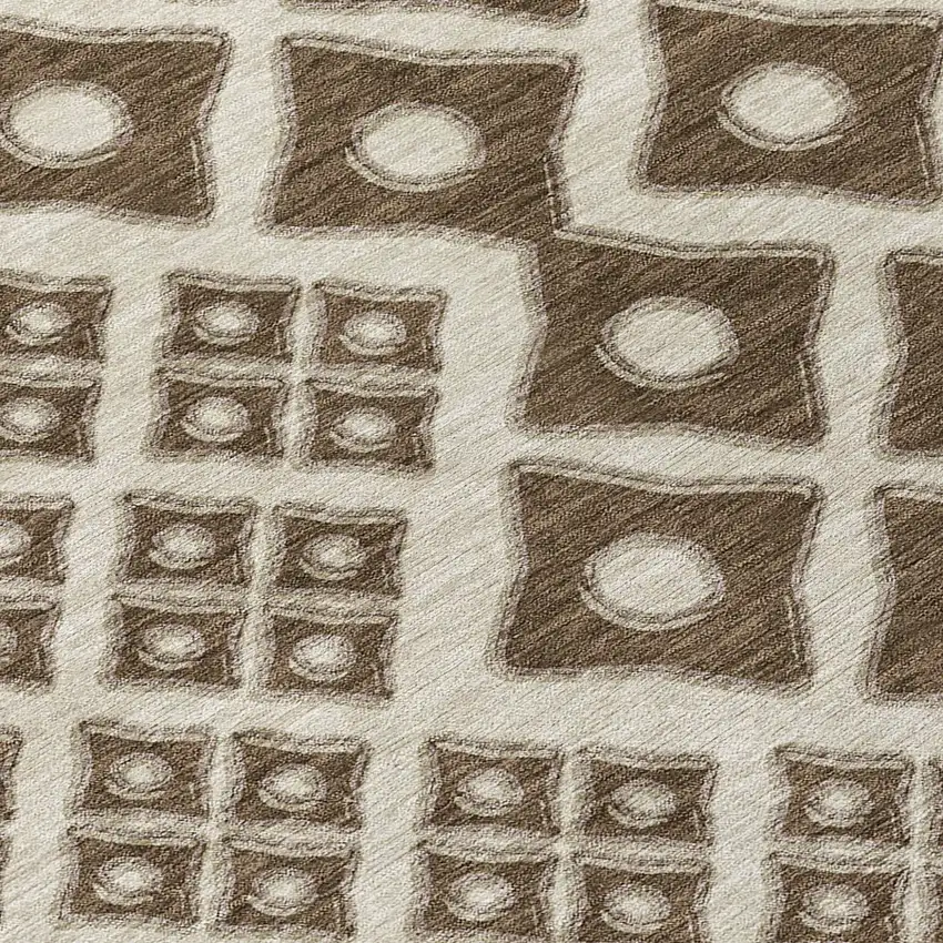 Brown And Beige Geometric Washable Indoor Outdoor Area Rug Photo 7