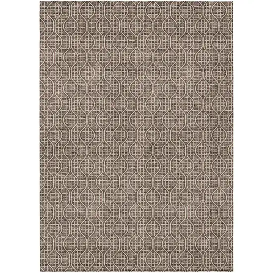 Brown And Beige Geometric Washable Indoor Outdoor Area Rug Photo 2