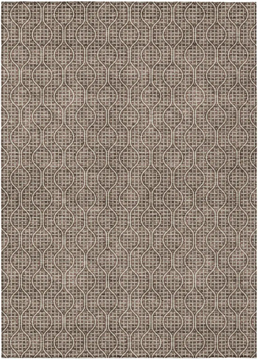 Brown And Beige Geometric Washable Indoor Outdoor Area Rug Photo 2