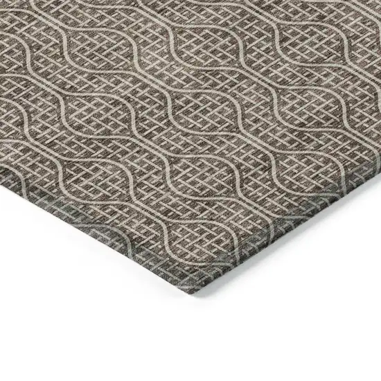 Brown And Beige Geometric Washable Indoor Outdoor Area Rug Photo 4