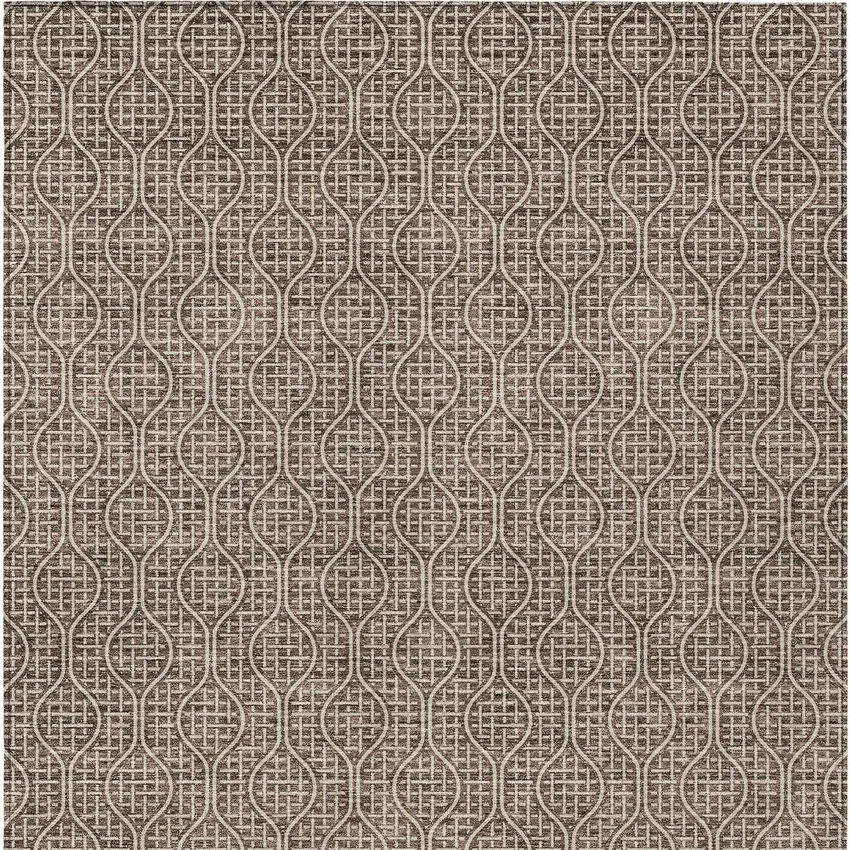 Brown And Beige Geometric Washable Indoor Outdoor Area Rug Photo 7