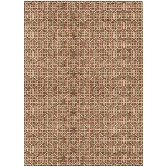Brown And Beige Geometric Washable Indoor Outdoor Area Rug Photo 2