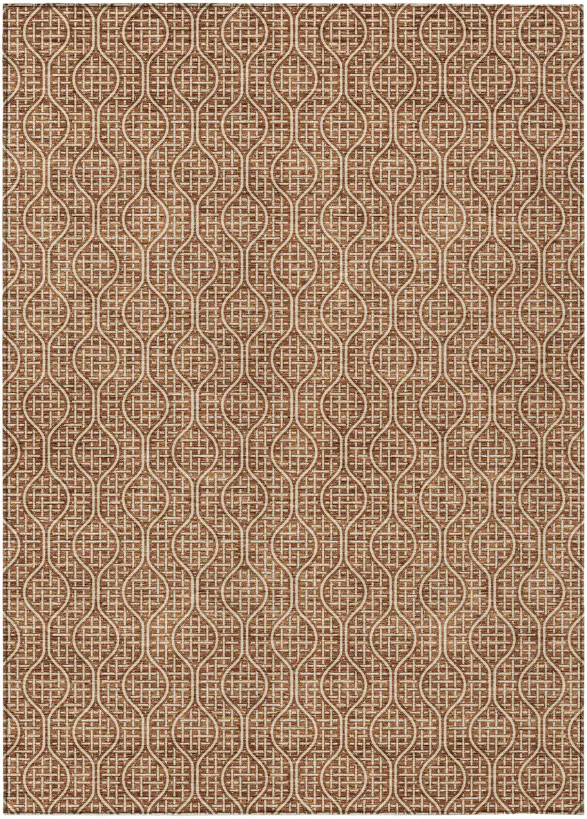 Brown And Beige Geometric Washable Indoor Outdoor Area Rug Photo 2