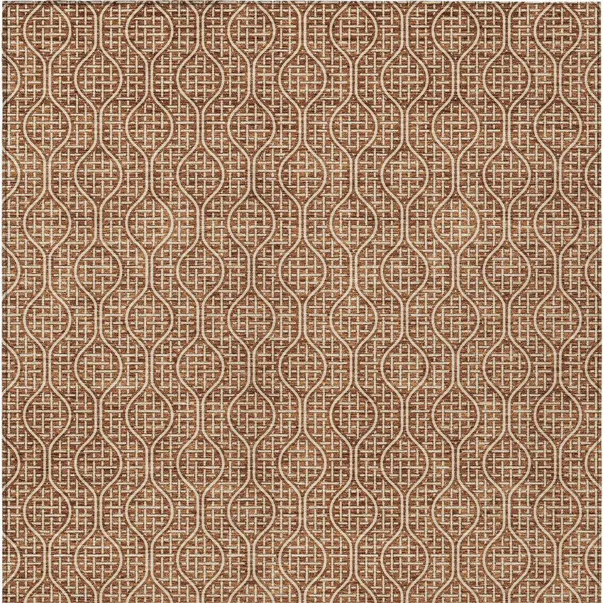 Brown And Beige Geometric Washable Indoor Outdoor Area Rug Photo 7