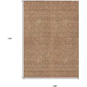 Photo of Brown And Beige Geometric Washable Indoor Outdoor Area Rug