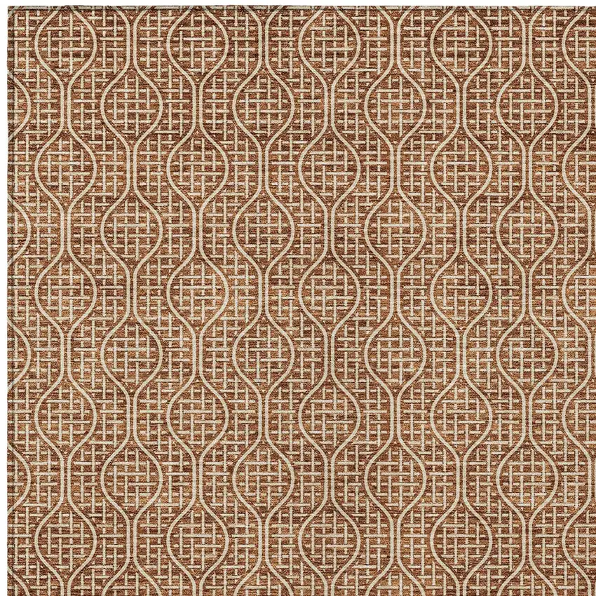 Brown And Beige Geometric Washable Indoor Outdoor Area Rug Photo 6