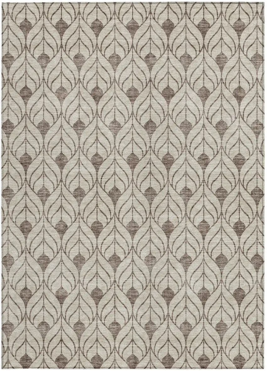 Brown And Beige Geometric Washable Indoor Outdoor Area Rug Photo 6