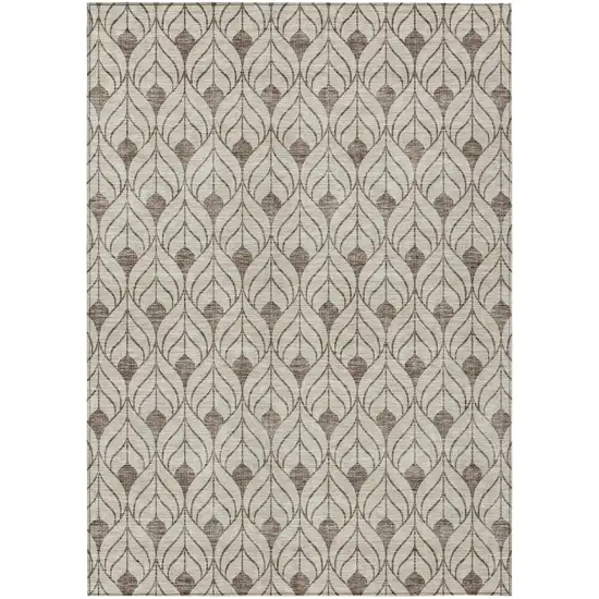 Brown And Beige Geometric Washable Indoor Outdoor Area Rug Photo 2