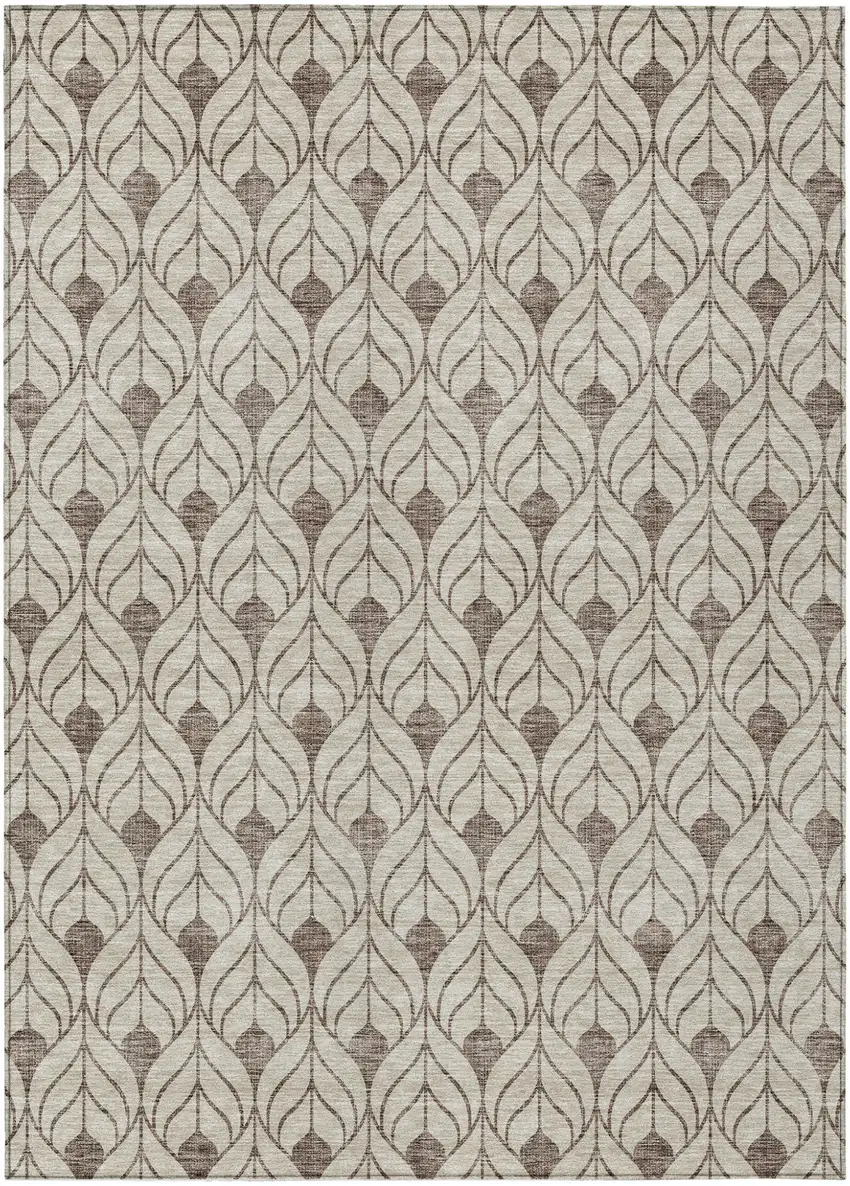 Brown And Beige Geometric Washable Indoor Outdoor Area Rug Photo 2