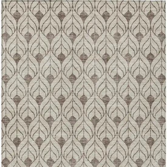 Brown And Beige Geometric Washable Indoor Outdoor Area Rug Photo 6