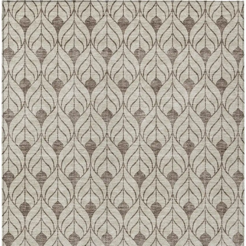 Brown And Beige Geometric Washable Indoor Outdoor Area Rug Photo 6