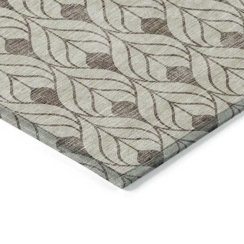 Brown And Beige Geometric Washable Indoor Outdoor Area Rug Photo 4