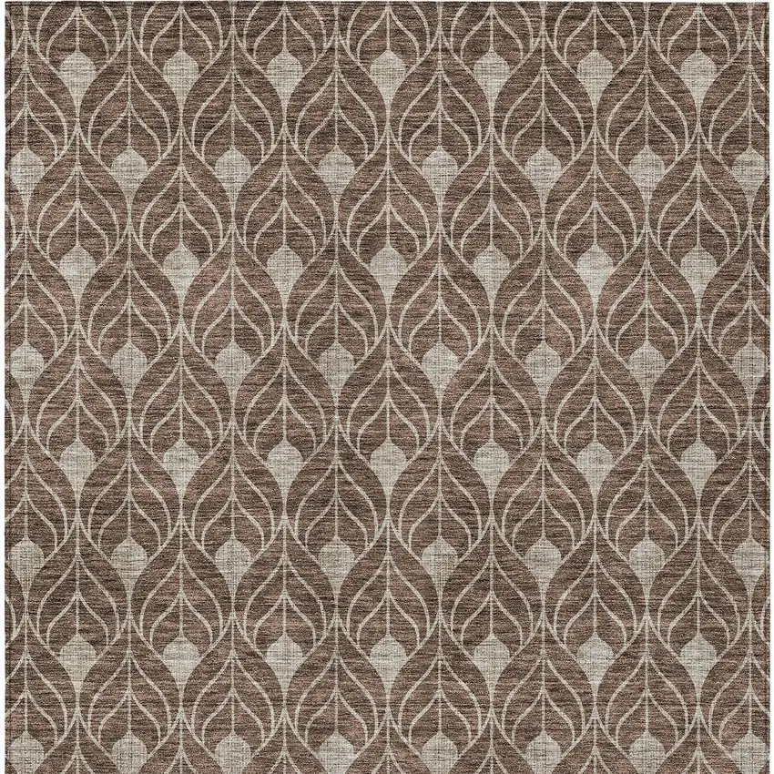 Brown And Beige Geometric Washable Indoor Outdoor Area Rug Photo 6